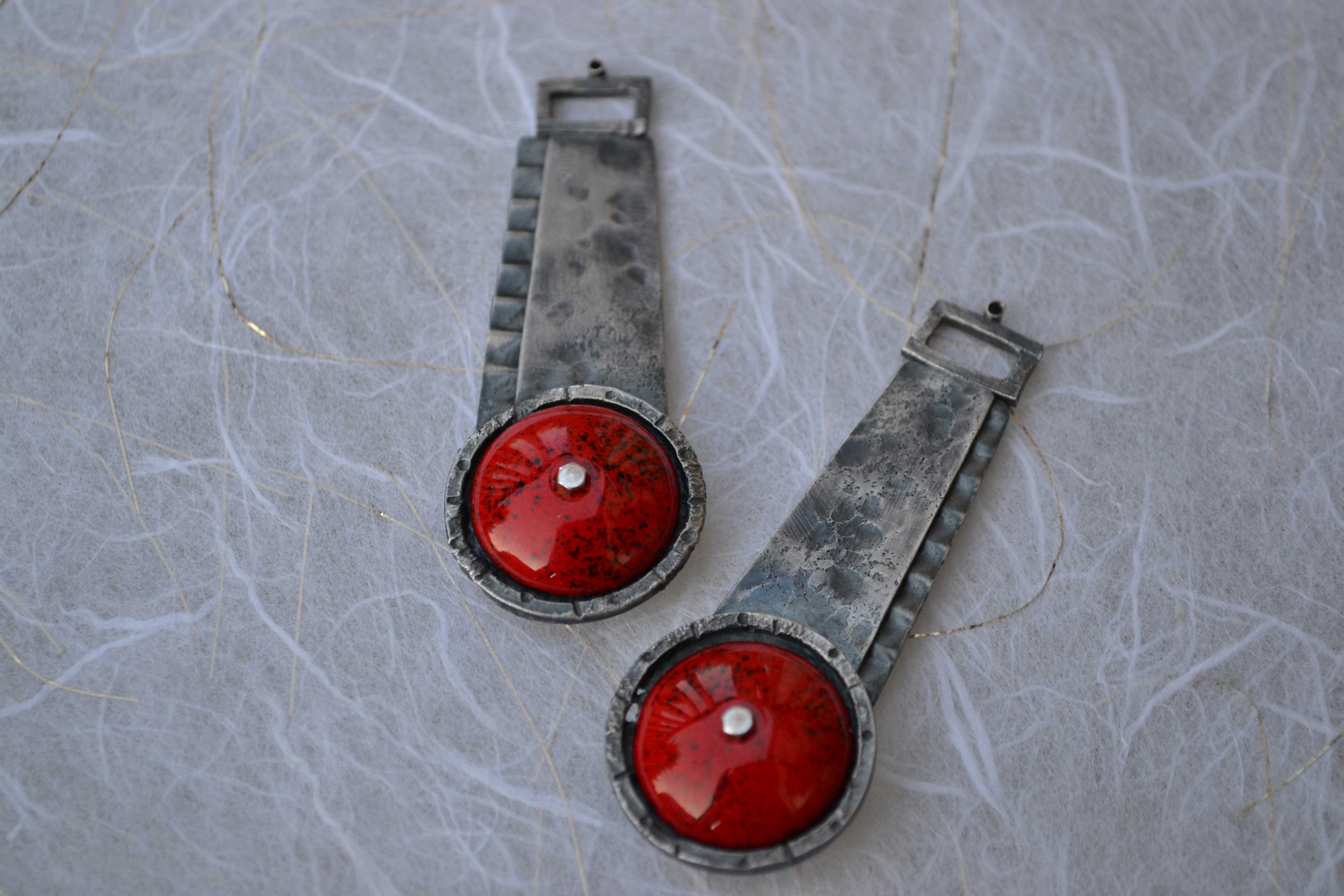 Red Enameled Earings