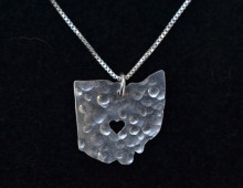 Ohio State Pendant With Cutout Heart